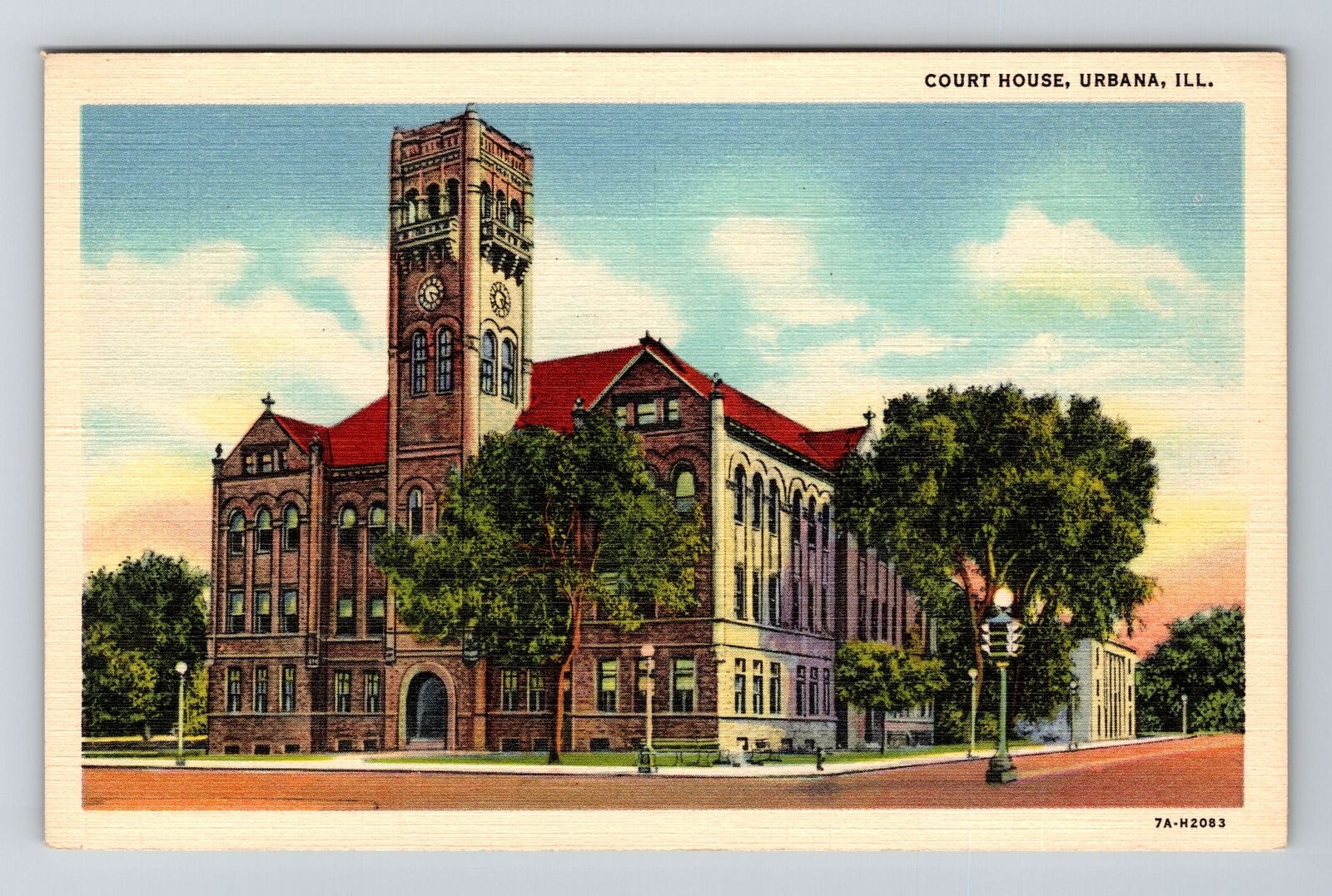Urbana IL-Illinois, Court House, Antique Vintage Souvenir Postcard