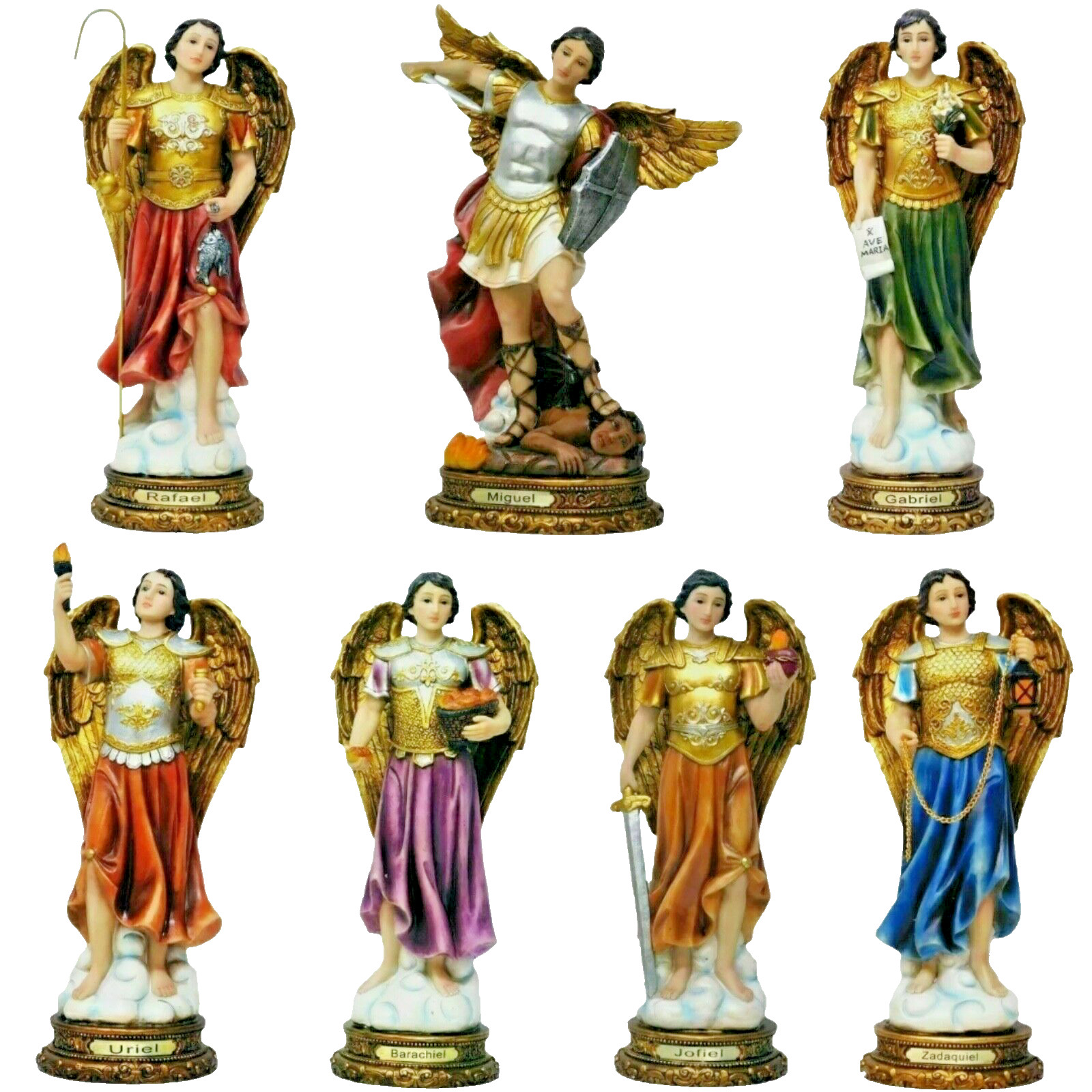 Set of  7 Arcángeles Resin  Figurines 8