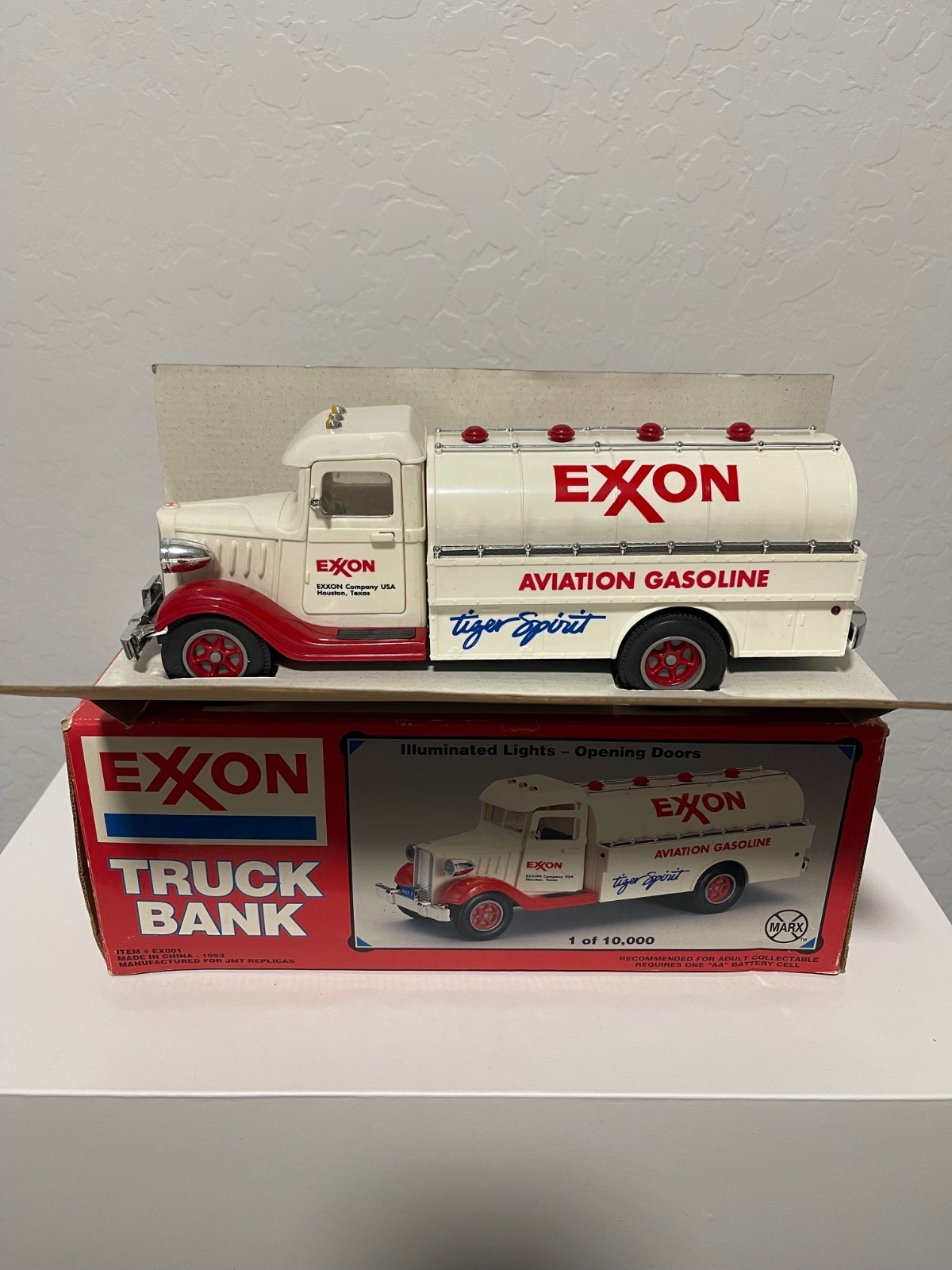 Vintage 1993 Exxon Aviation Gasoline Tanker Truck Bank JMT Replicas Boxed COA