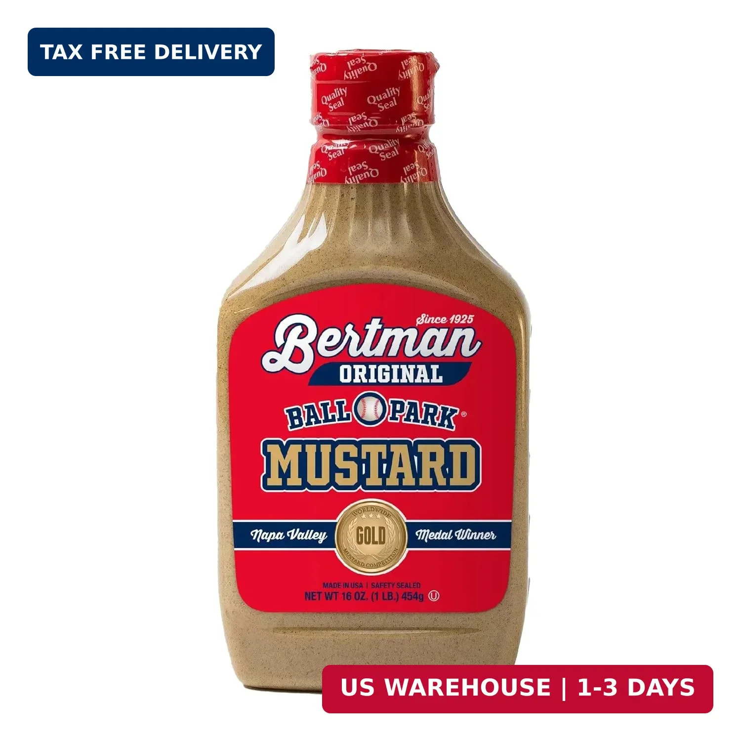 Bertman Original Ball Park Mustard - Rich Brown Mustard Made with Premium Mustar