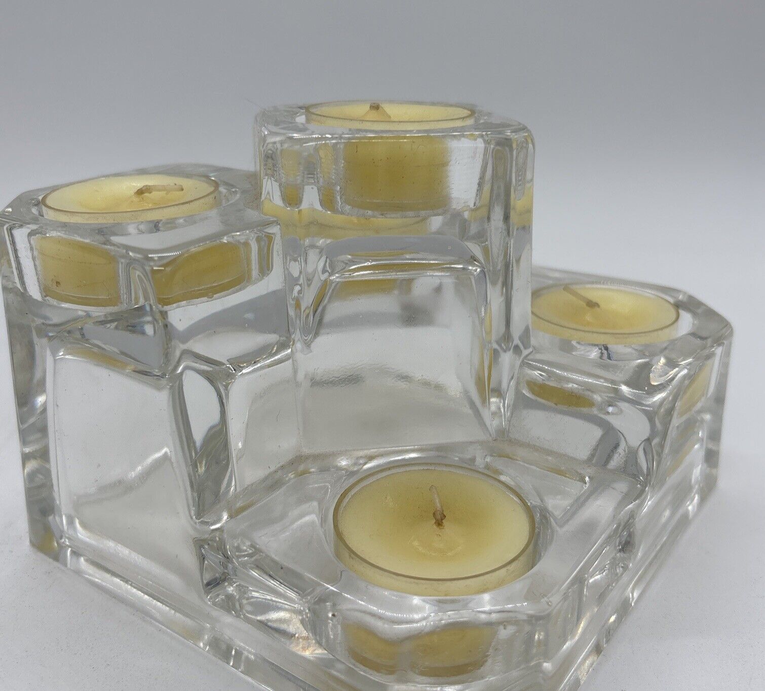 Partylite 5 Tier Crystal Castle Tealight Candle Holder 24% Lead Heavy