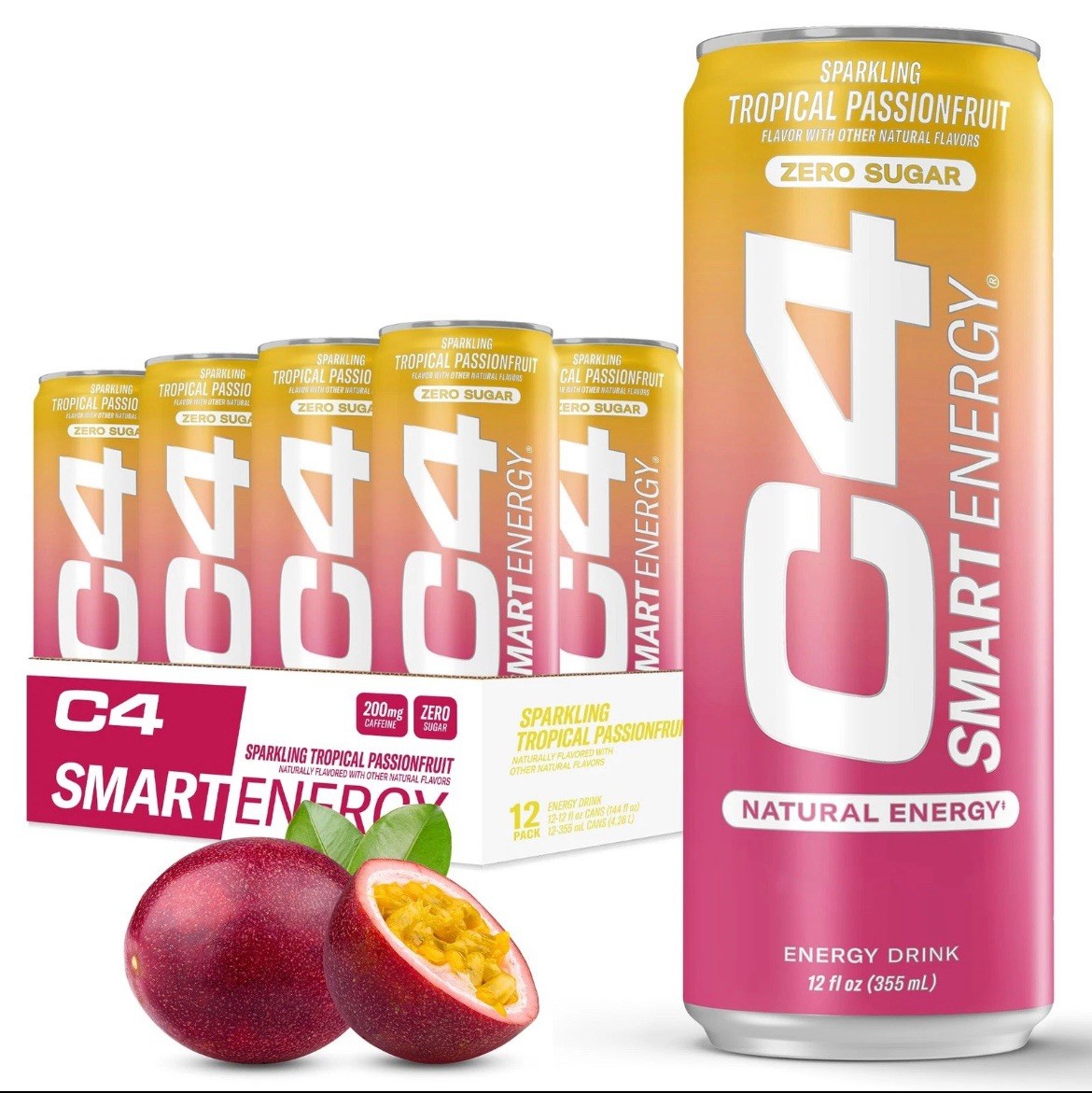 Sparkling C4 Smart Energy Drink Tropical Passion Fruit 12 fl oz New 12 Pack Sparkling C4 Smart Energy Drink Tropical Passion Fruit 12 fl oz New 12 Pack