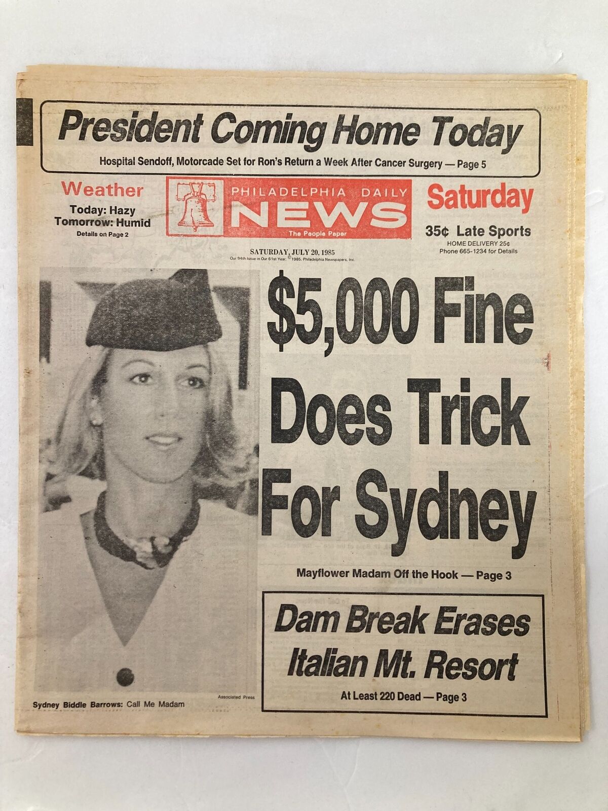 Philadelphia Daily News Tabloid July 20 1985 Sydney Biddle Barrows Call Me Madam
