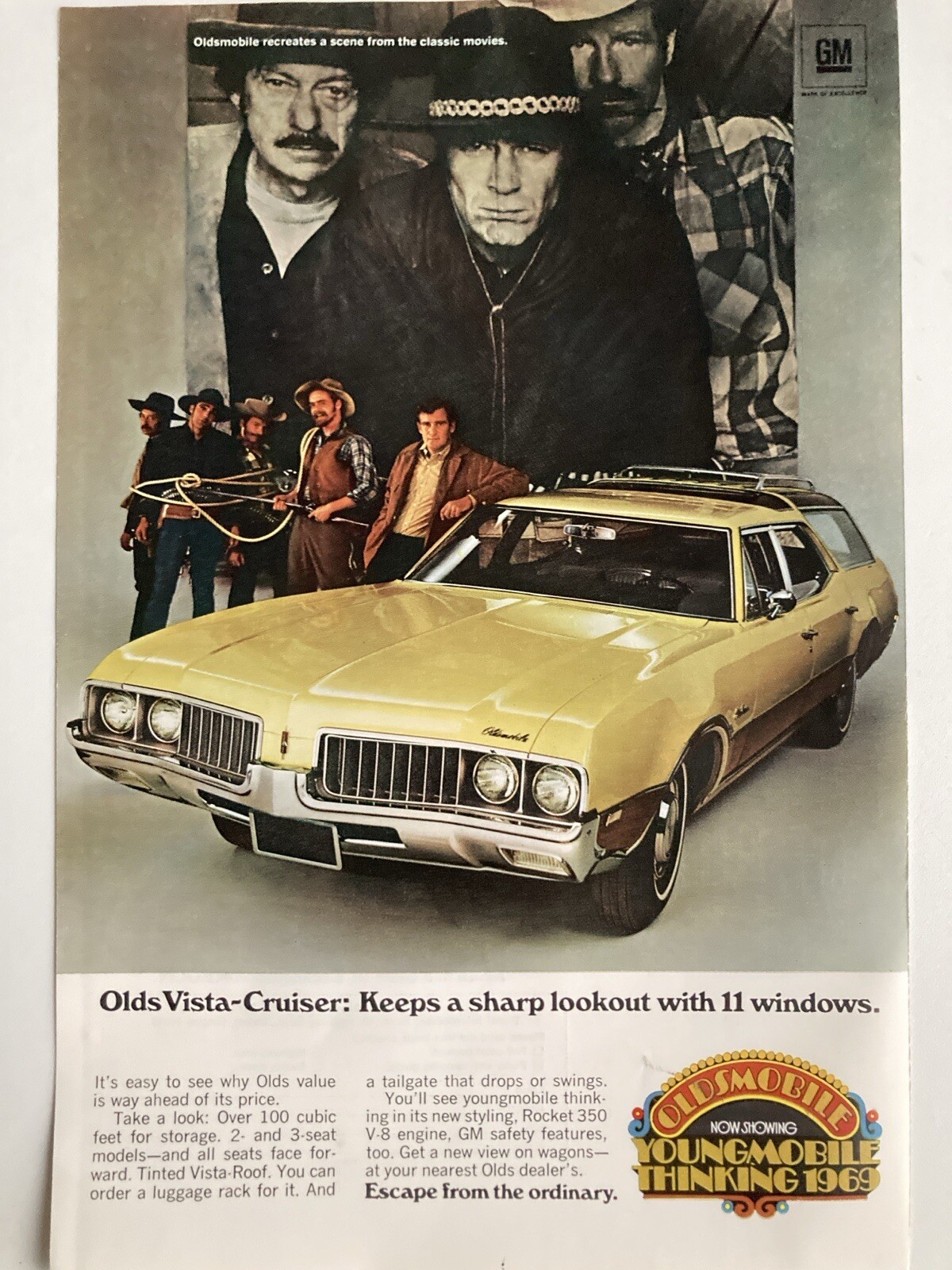 1969 Oldsmobile Vista Cruiser Station Wagon Print Ad Sharp Lookout
