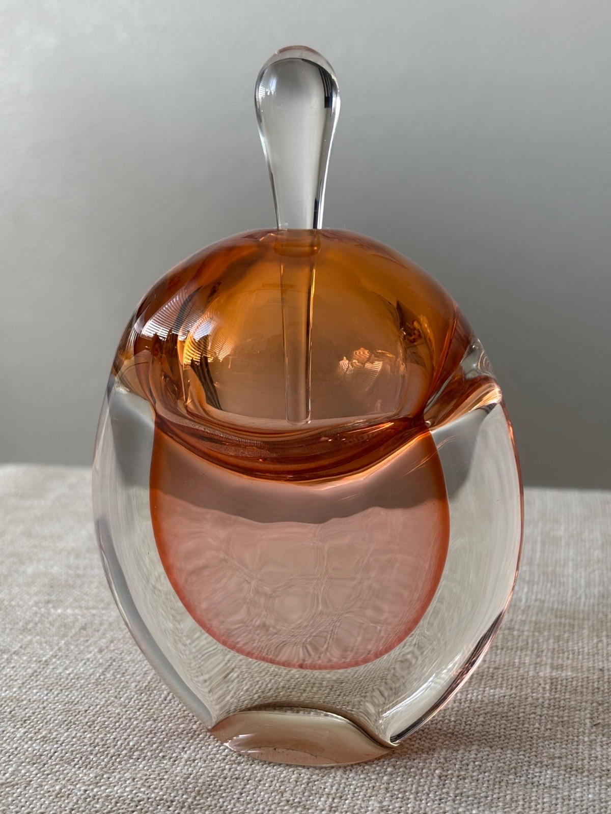 Brand & Greenberg Art Glass Perfume Bottle Studio Art Signed 1990 Orange Flacon