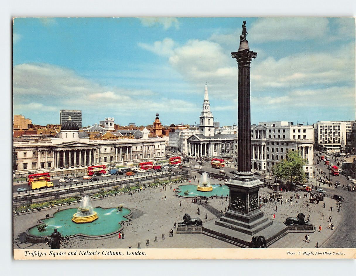 Postcard Trafalgar Square and Nelson\'s Column London England