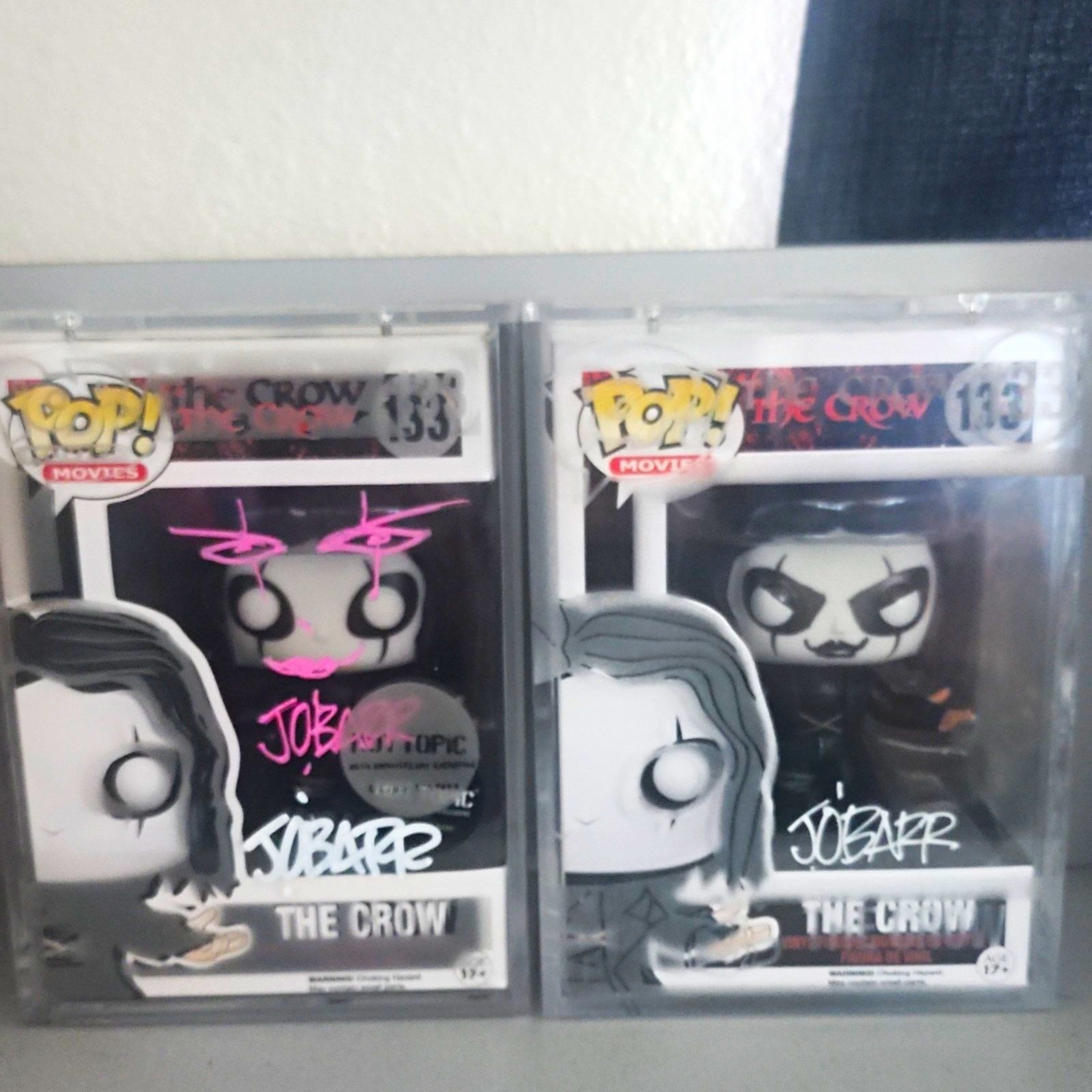 2 Funko Pop Movies The Crow #133 Autographed James O\'Barr JSA AN94550