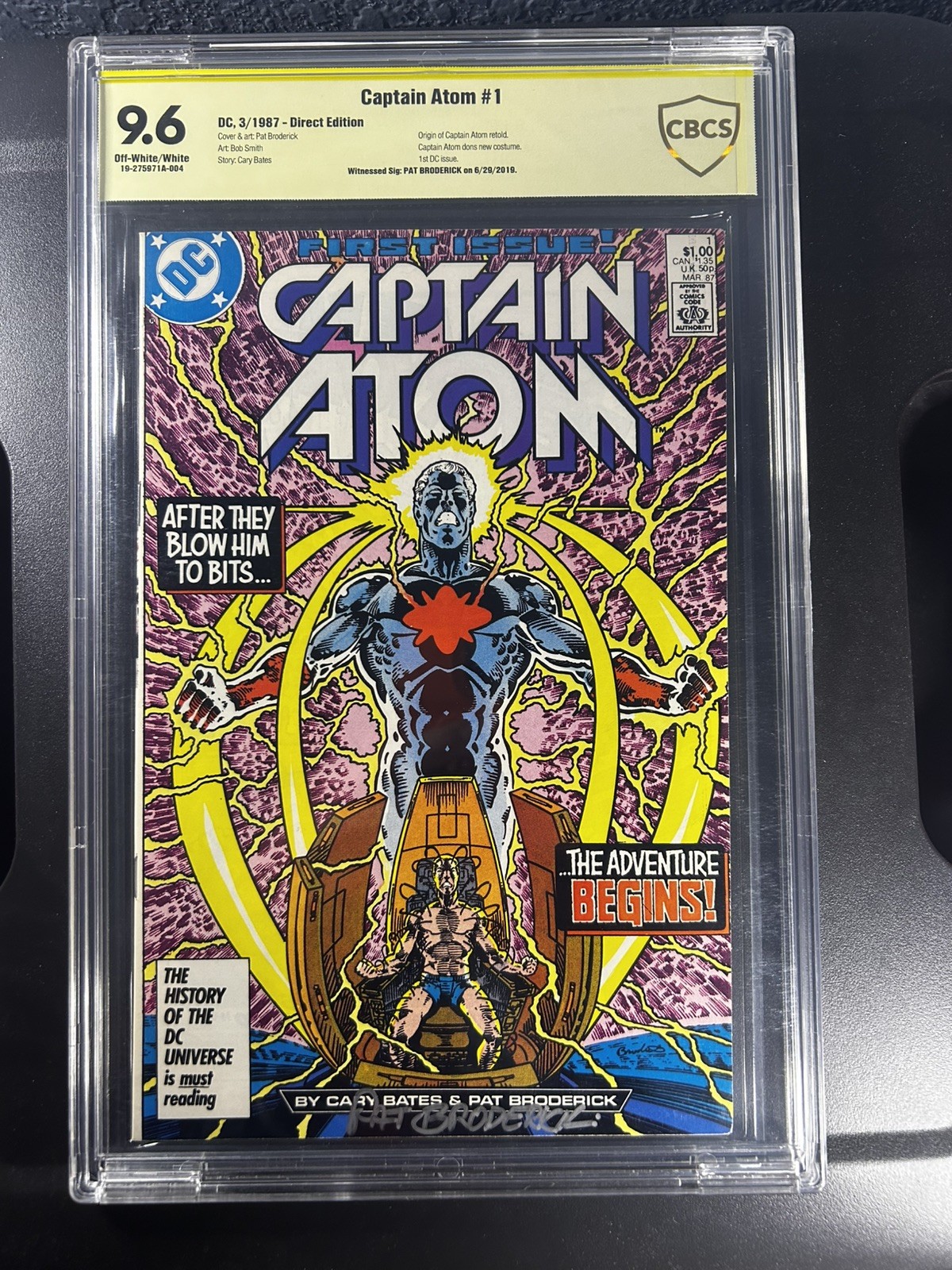 Captain Atom 1 CBCS SS 9.6 1st App Captain Atom Signed By Pat Broderick 