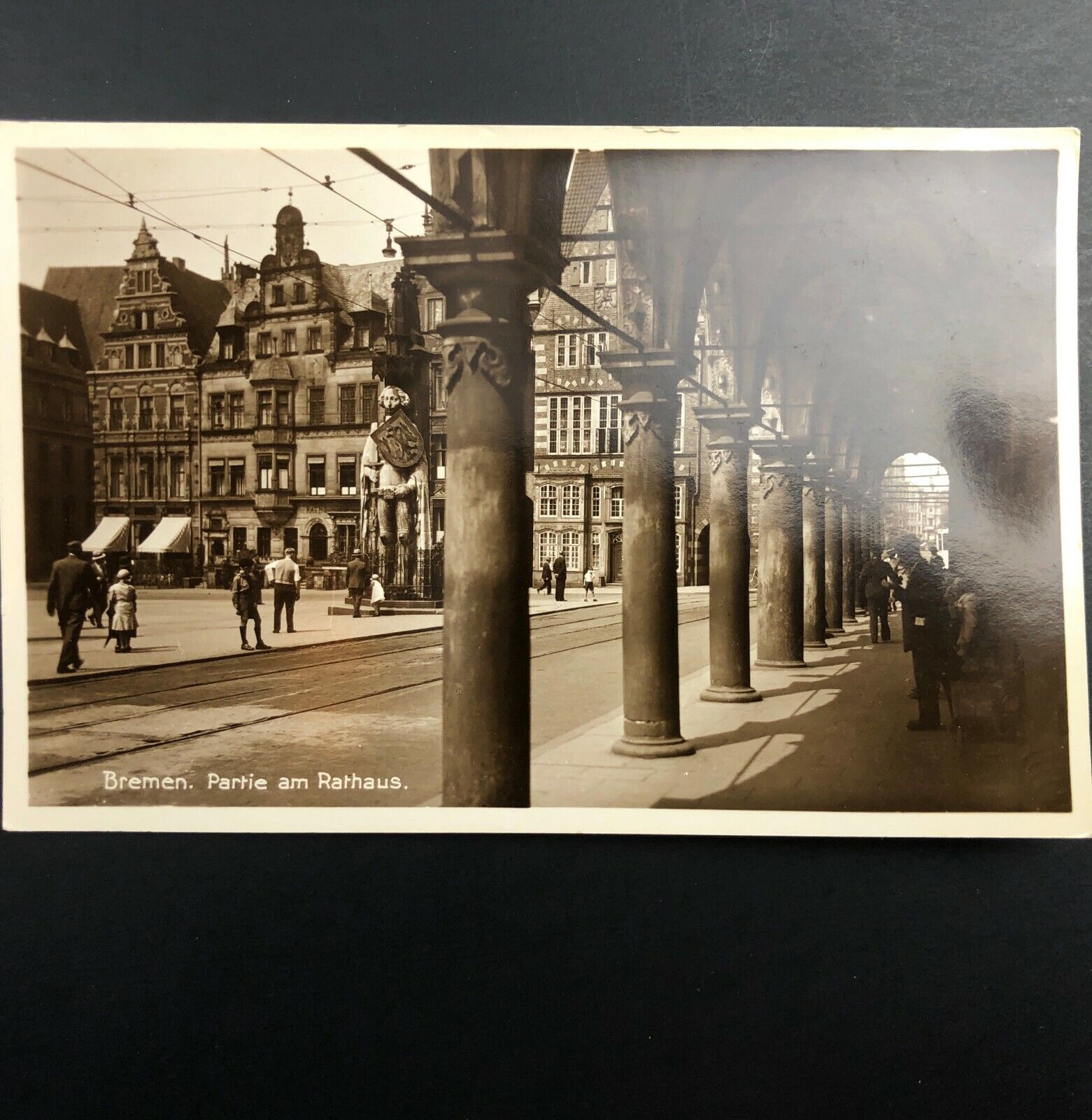 Vintage RPPC Postcard Bremen Germany Prairie Town Hall Unusual Street View Scarc