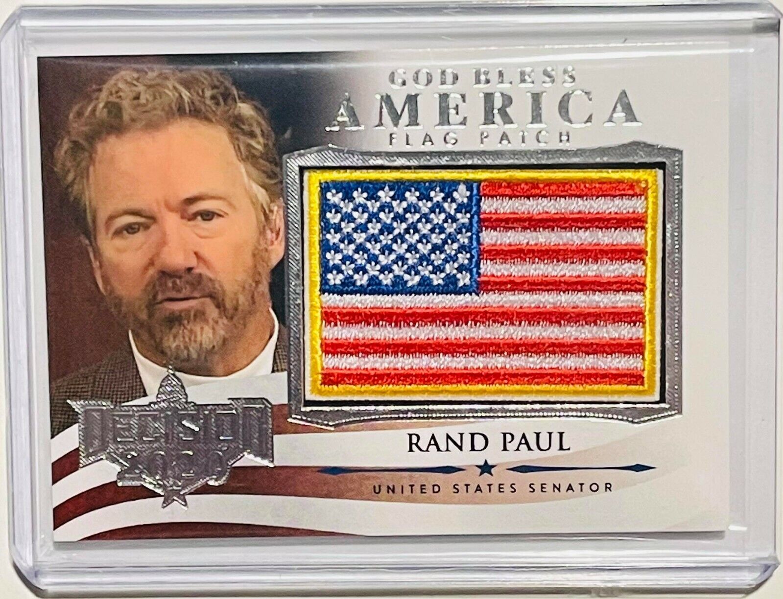 RAND PAUL 2020 DECISION GOD BLESS AMERICA FLAG PATCH CARD SENATOR KENTUCKY