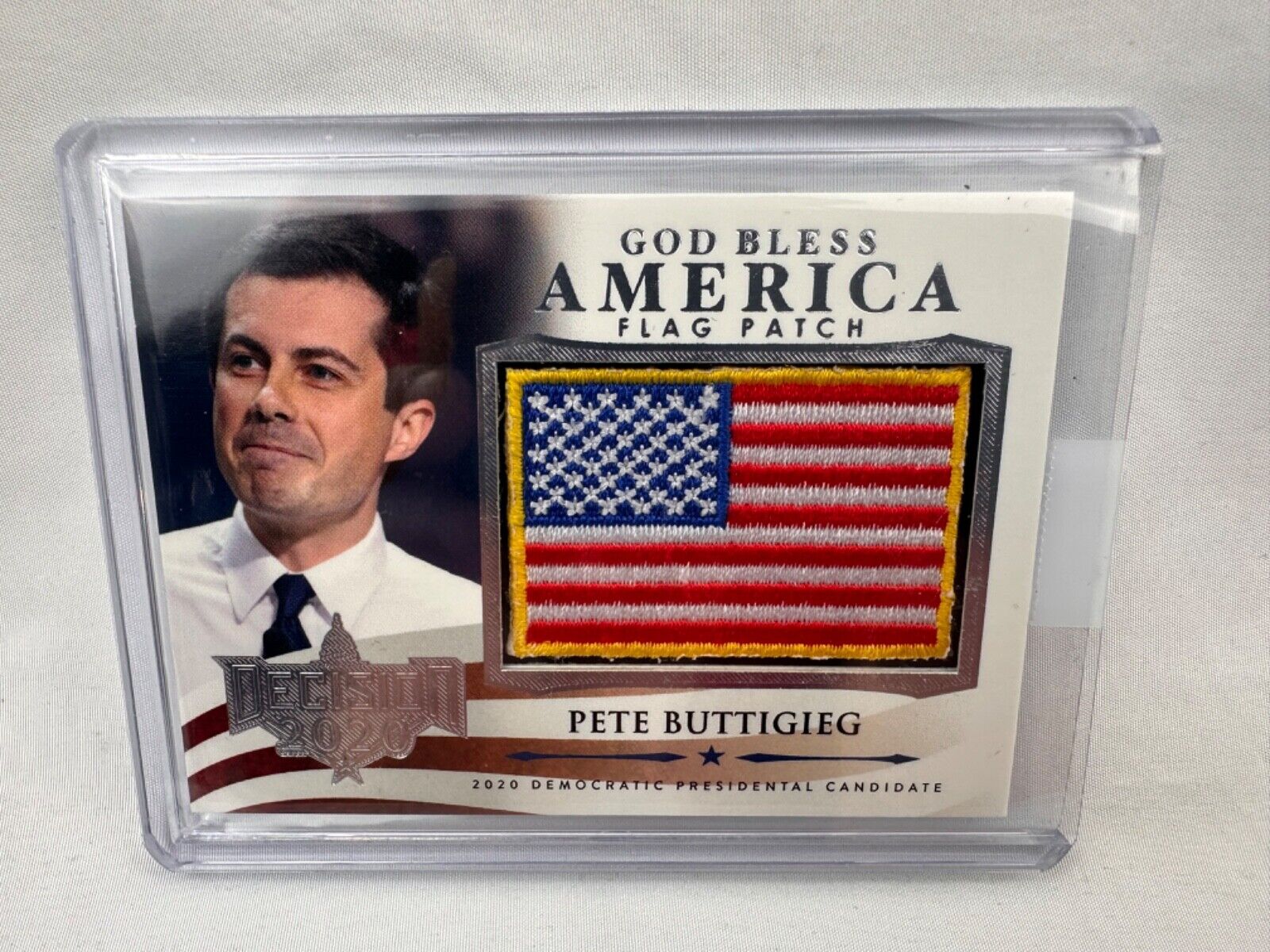Pete Buttigieg GBA-54 2020 Decision God Bless America Flag Patch Silver Card