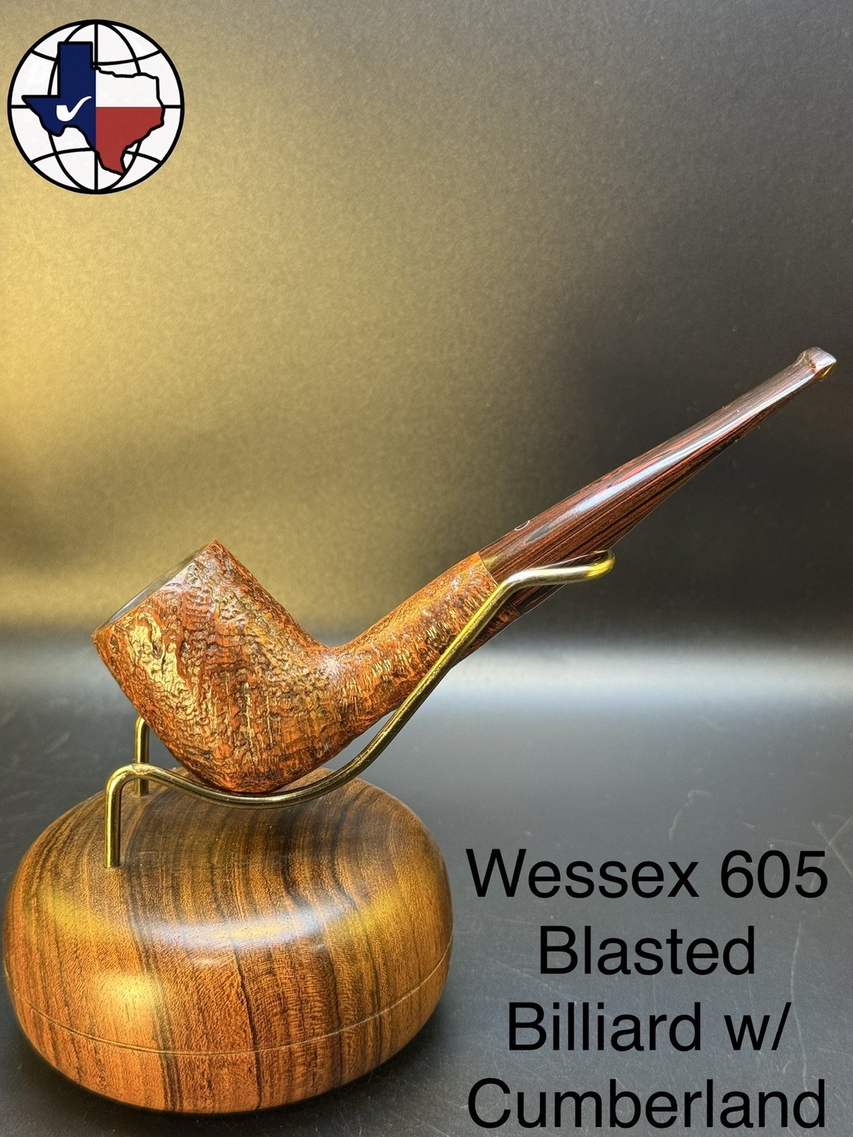 Vintage Wessex 605 Blasted Billiard W/Cumberland Tobacco Pipe