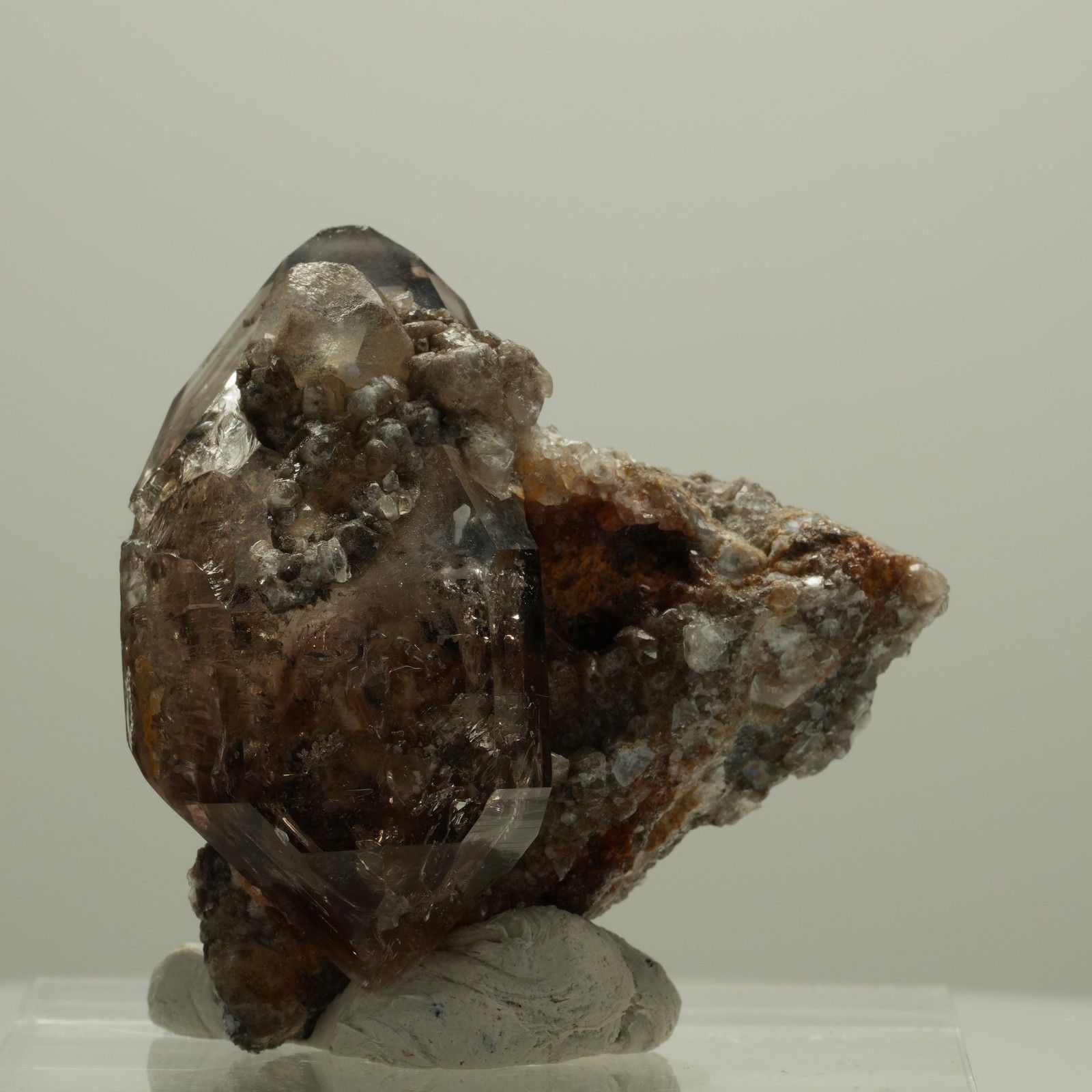 Enhydro Phantom Smoky Quartz Skeleton DT on Matrix, 2x Bubble Goboboseb, Namibia