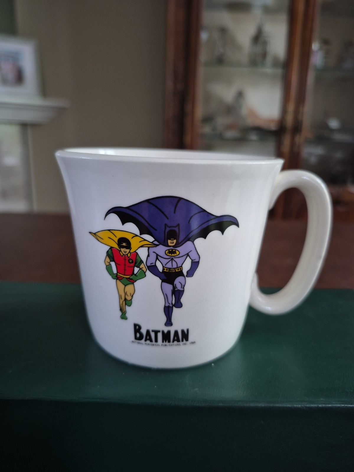 Rare Vintage 1966 Batman Robin Salem Milk Glass Coffee Mug DC Comics