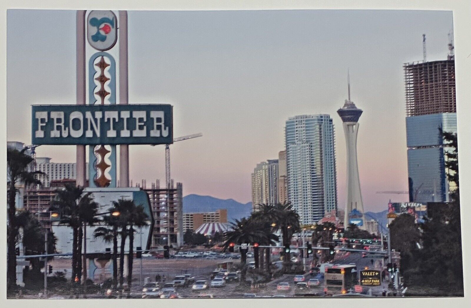 Postcard Las Vegas Blvd Frontier Hotel Casino Street Car Scene 2008 Photo Card