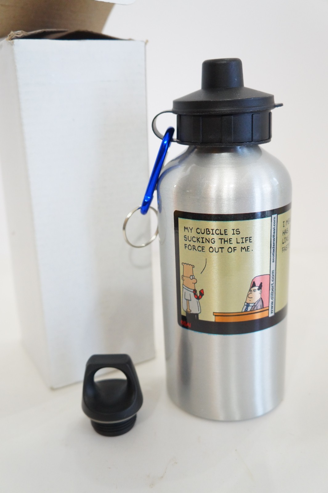Vintage Dilbert Stainless Steel Water Bottle with Carabiner Dilbert Comic Strip Vintage Dilbert Stainless Steel Water Bottle with Carabiner Dilbert Comic Strip