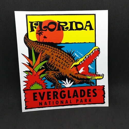  Florida Everglades National Park Decal, Vintage Style Vinyl Sticker, Alligator