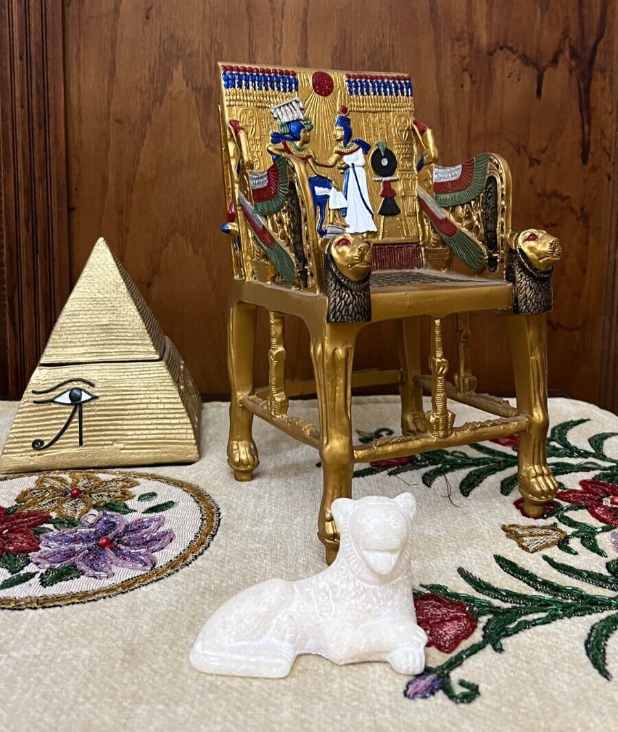 Gorgeous King Tutankhamun Throne - made from poly stone - hand painted Replica