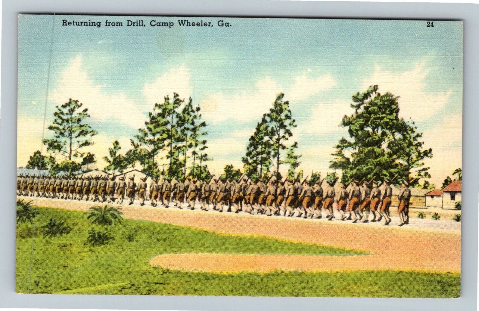 Camp Wheeler, GA-Georgia, Soldiers Returning From Drill, Vintage Postcard