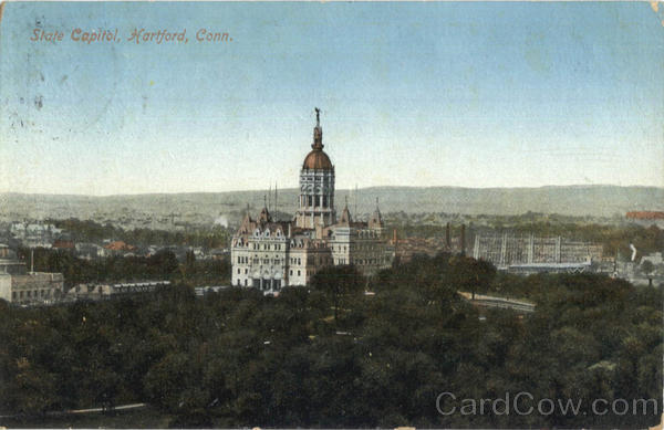 Hartford,CT State Capitol Connecticut Antique Postcard 1C stamp Vintage
