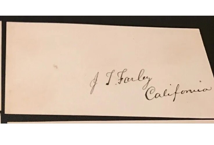 Signed James Thompson Farley CA Senator & Orig 1849 California Gold STRIKE Miner