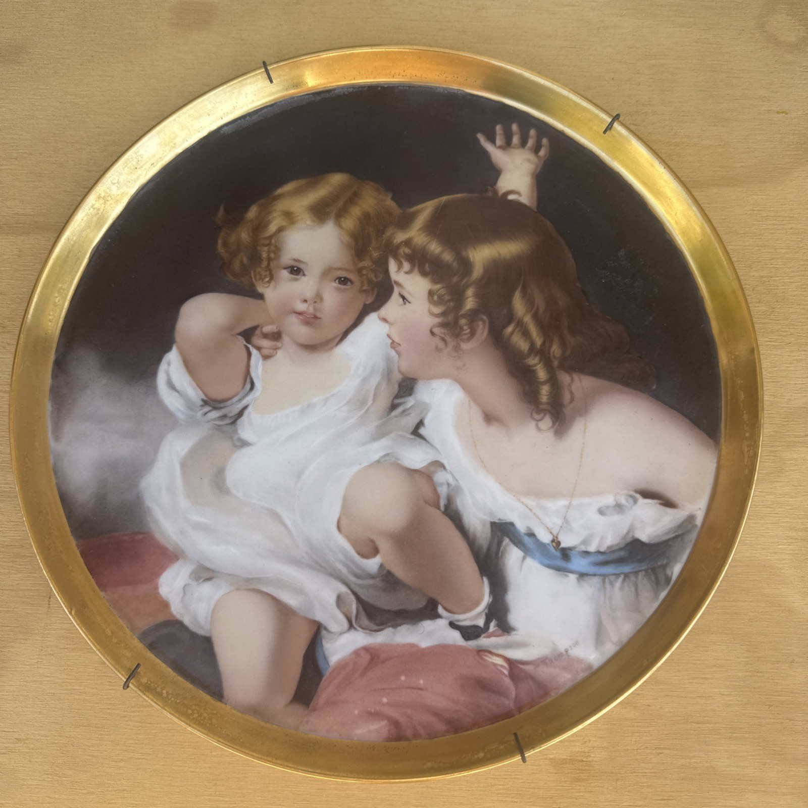 Sir Thomas Lawrence ‘The Calmady Children’ - 12”diameter, Hand Painted Sir Thomas Lawrence ‘The Calmady Children’ - 12”diameter, Hand Painted