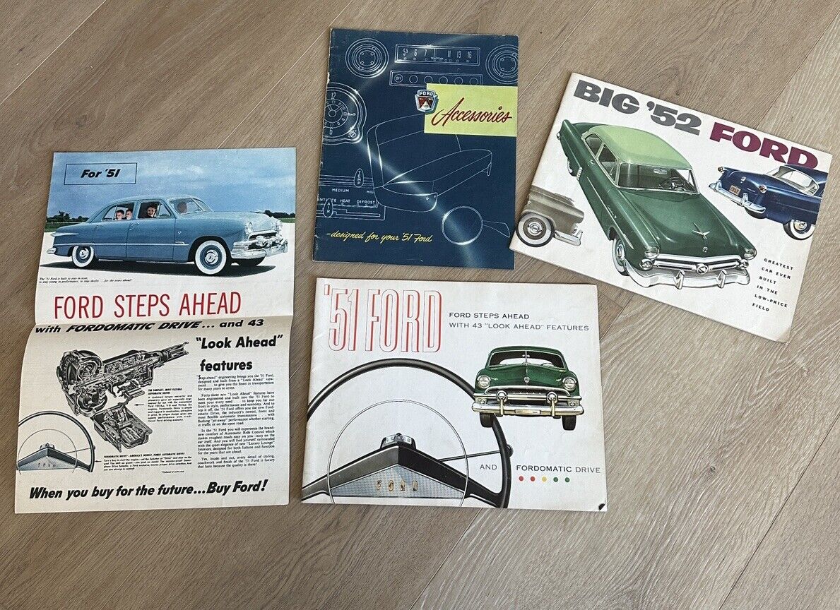 Vintage 1951 & 1952 Ford Car Sales Brochures with Accessories catalogue and ad