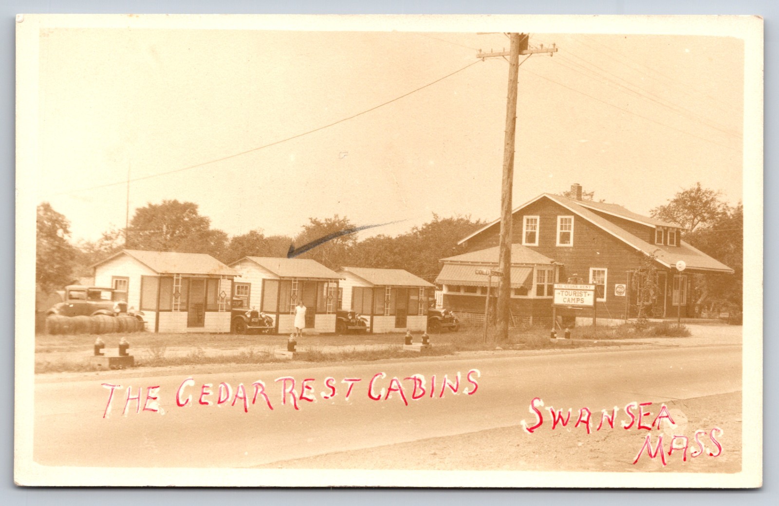 Cedar Rest Cabins Swansea Massachusetts MA Tourist Camp c1930s Real Photo RPPC