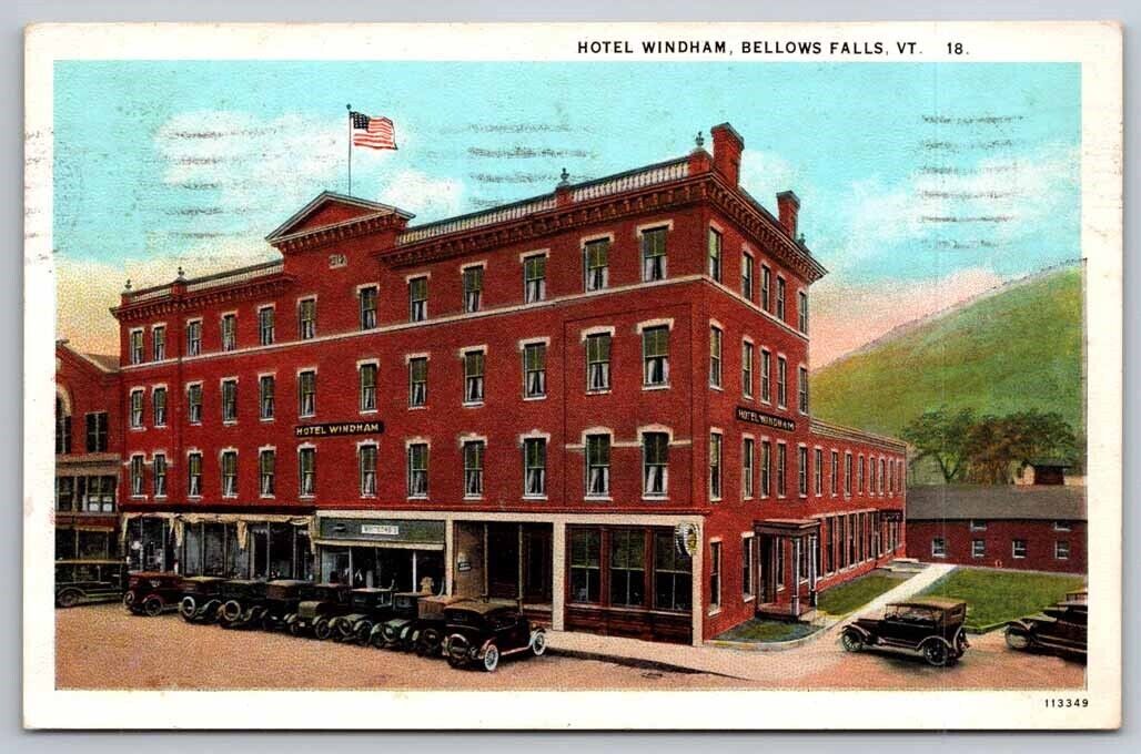 eStampsNet - Hotel Windham Bellows Falls VT Old 1920 Cars Postcard 