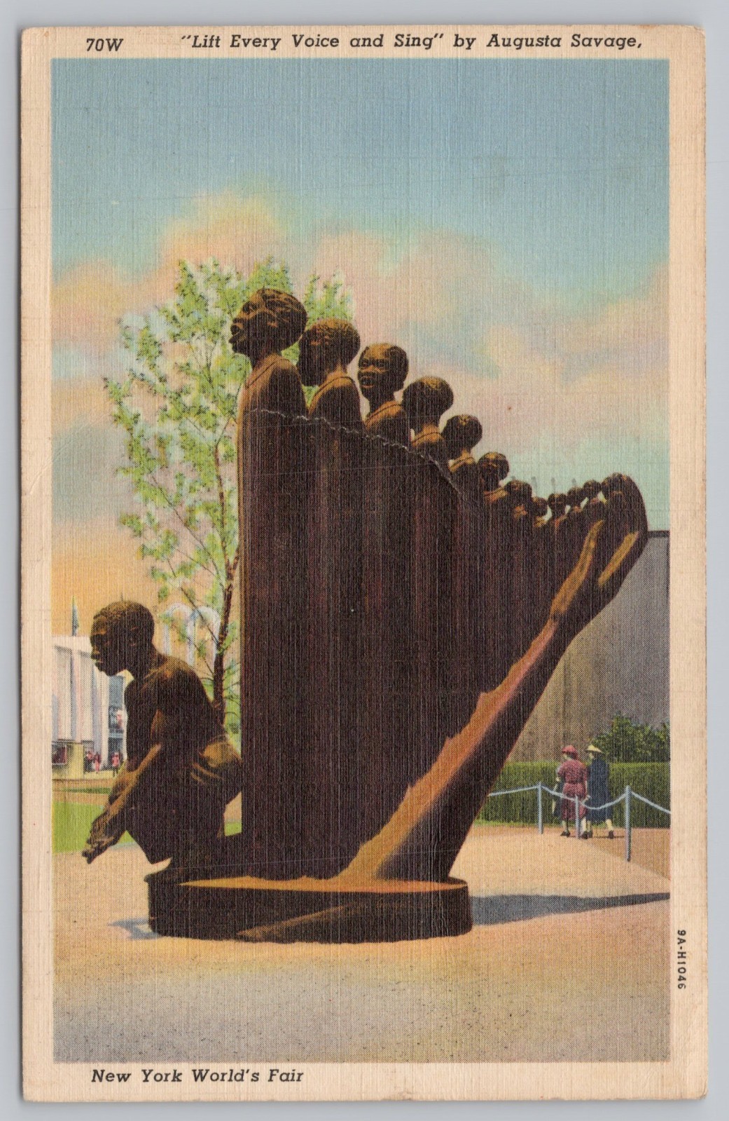 NYC Worlds Fair Lift Every Voice & Sing Sculpture Augusta Savage 1940 Postcard