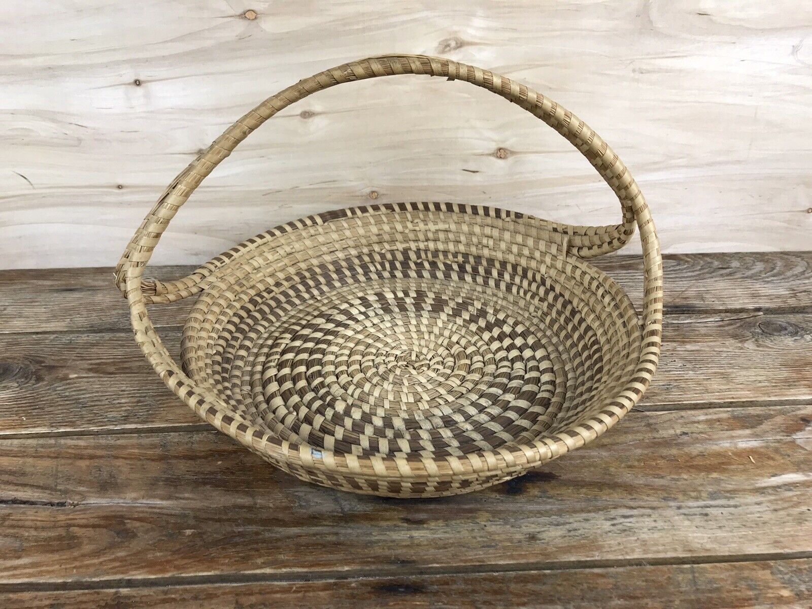 Vintage South Carolina Sweetgrass Gullah Gathering Basket DAMAGED