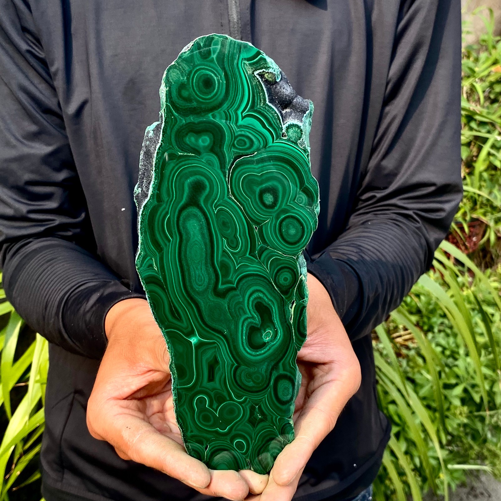 1.71LB Natural Green Malachite Slab Quartz Crystal Slice Ore Specimen Healing