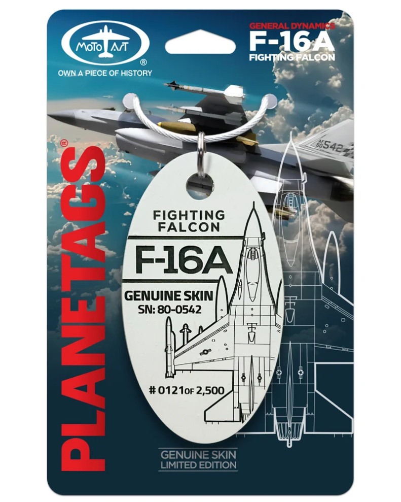 USAF General Dynamics F-16A Falcon 80-0542 Intake White Metal Plane Skin Bag Tag