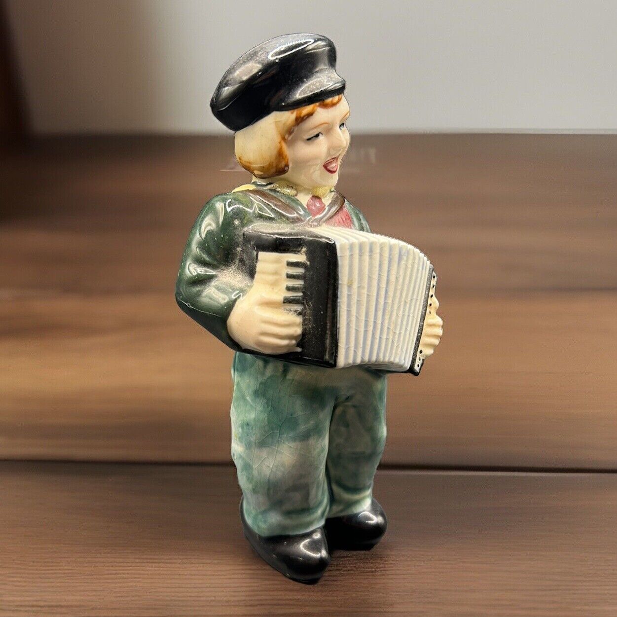Vintage ~ Boy Playing Accordian ~ Porcelain ~ Hand Painted