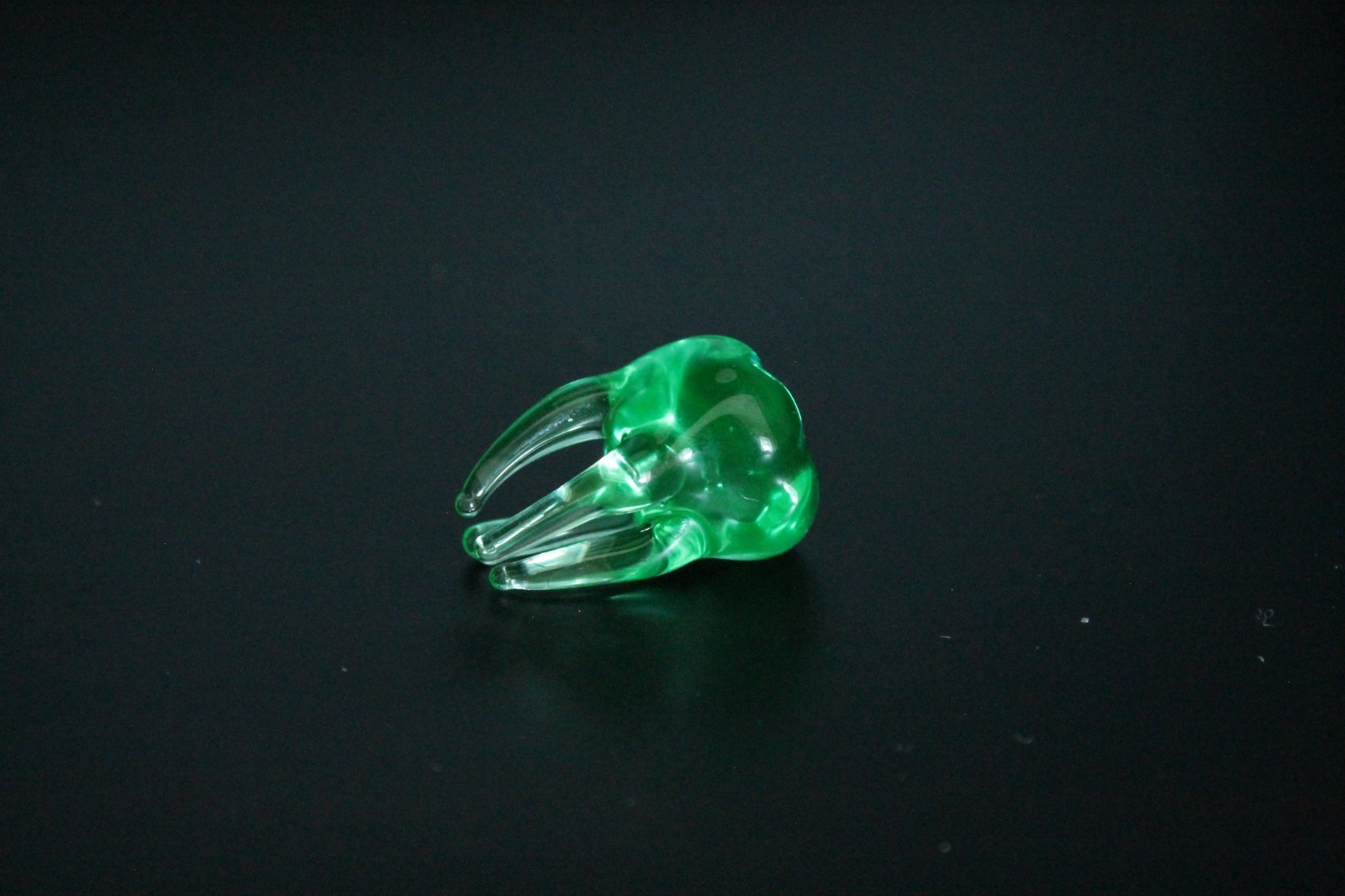 Green Uranium Glass Tooth Figurine UV Reactive Mini Glass  Tooth Glow