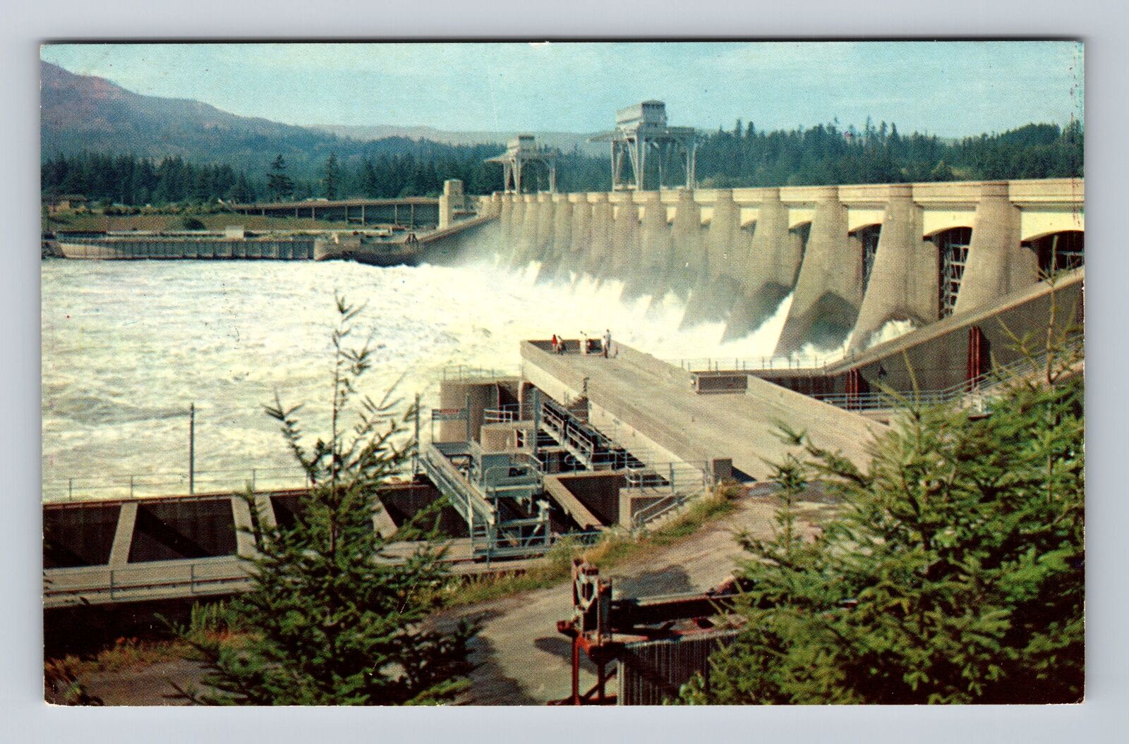 OR-Oregon, Bonneville Dam, Antique, Vintage Postcard