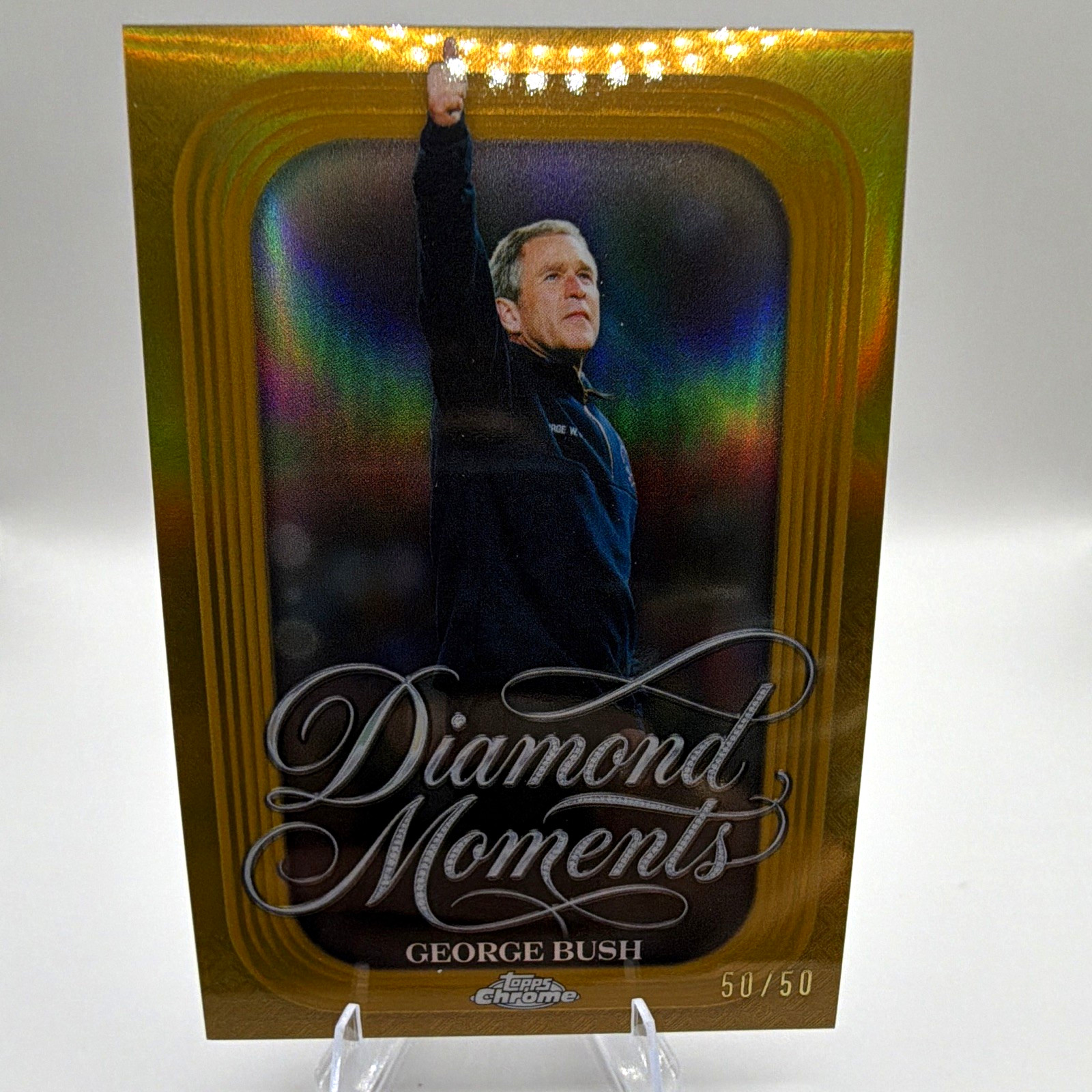 Topps 2006 Topps Chrome Diamond Moments DM-33 George Bush 50/50 Insert Topps 2006 Topps Chrome Diamond Moments DM-33 George Bush 50/50 Insert
