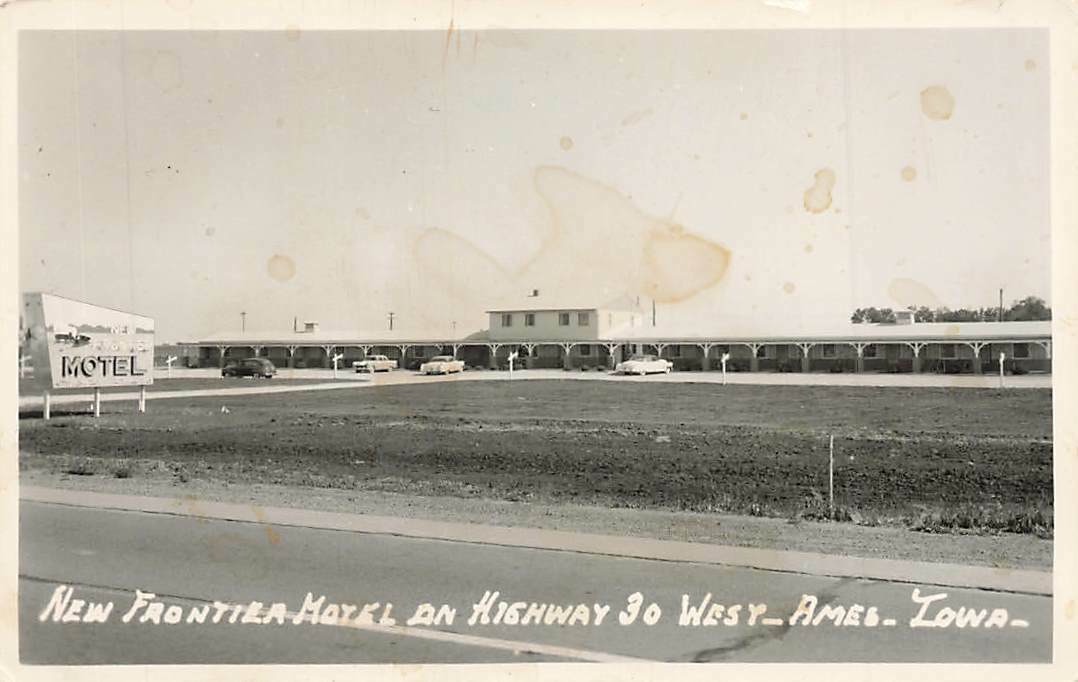 RPPC VTG New Frontier Motel HWY 30 West Ames IA Iowa Real Photo P213
