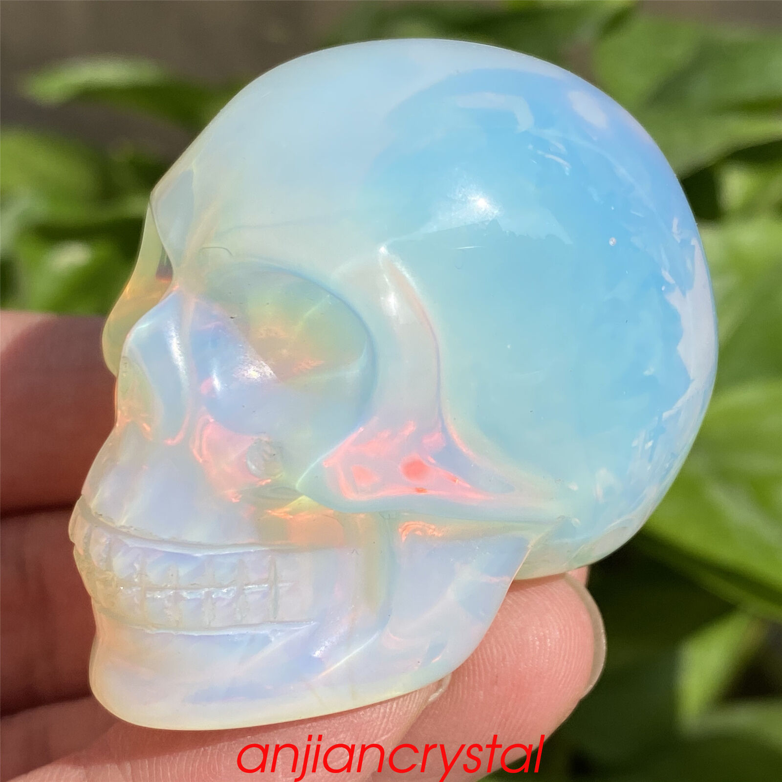 2\'\' Opalite Skull Quartz Crystal Carved Skull Reiki Realistic Gem Healing 1pc