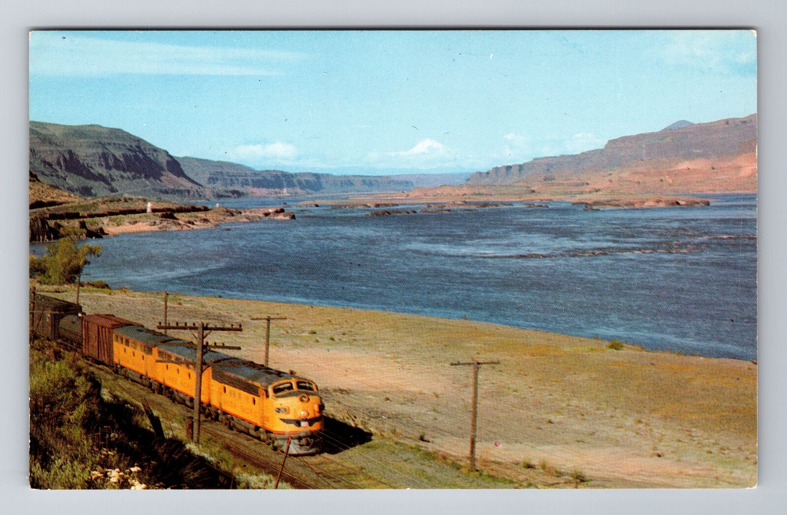 Mount Hood OR-Oregon, Columbia River Gorge, Train, Antique Vintage Postcard