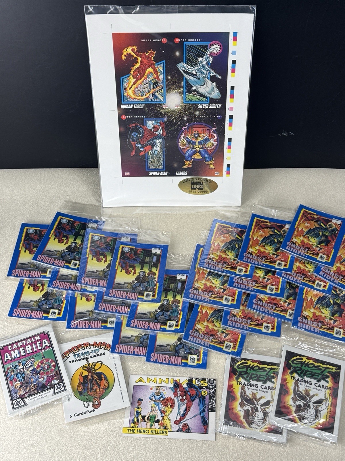 1992 Impel Marvel Universe 4 Card Promo Sheet Limited Edition 4548/30000 & More 1992 Impel Marvel Universe 4 Card Promo Sheet Limited Edition 4548/30000 & More