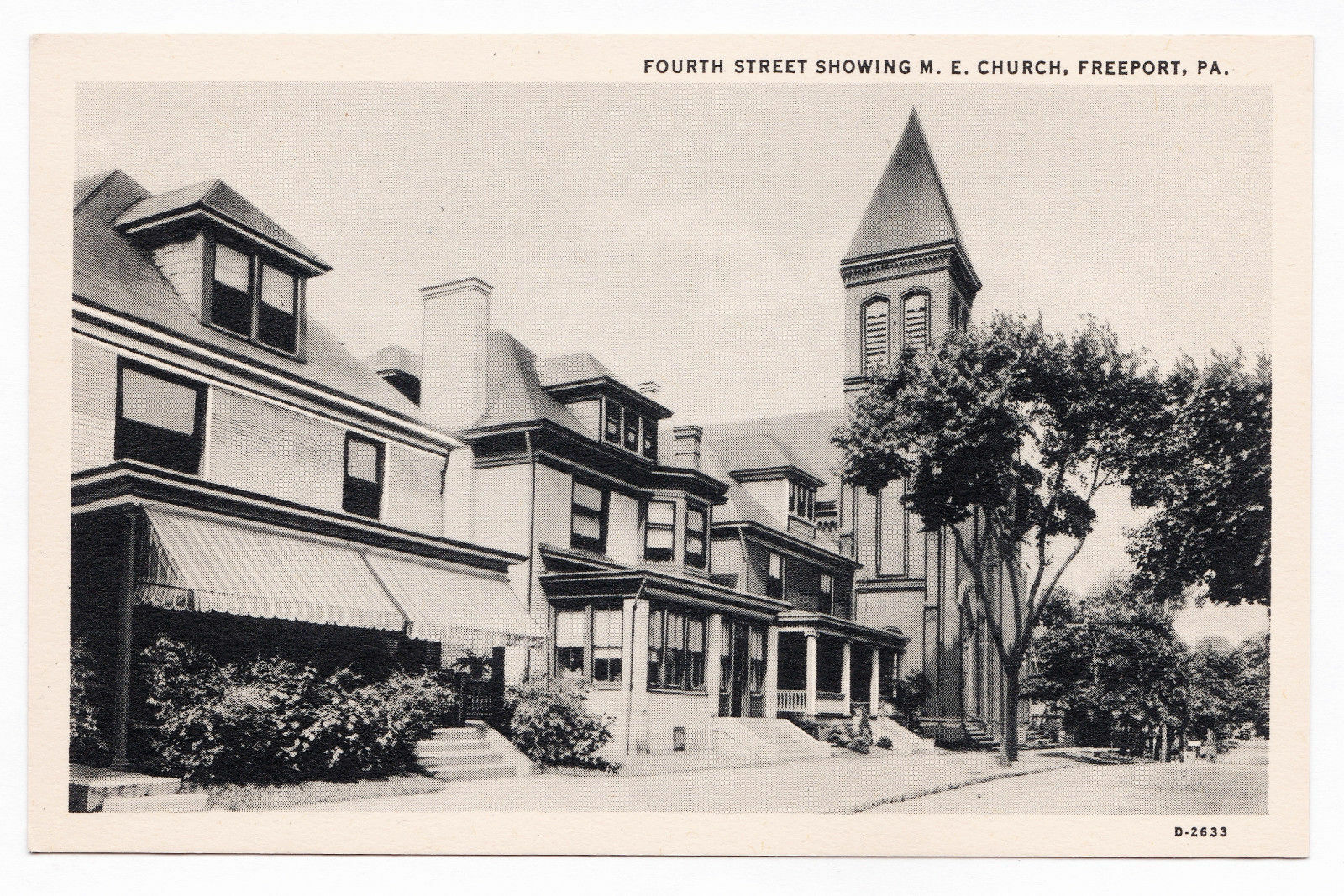 1930s Freeport PA Postcard Fourth 4th St Street Methodist Episcopal M.E. Church