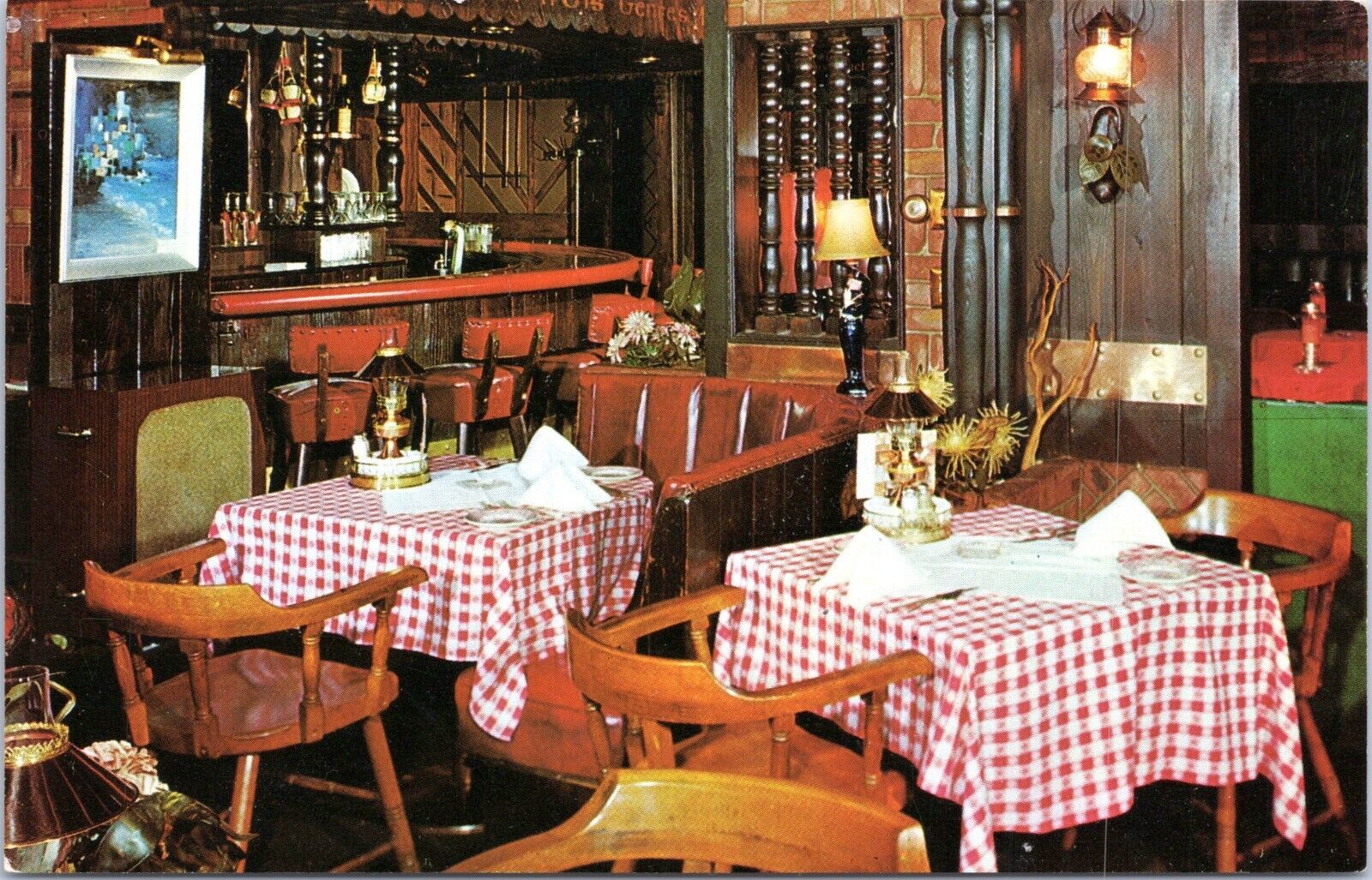 Interior Villa Frascati Restaurant, Hollywood, California- 1960s Chrome Postcard