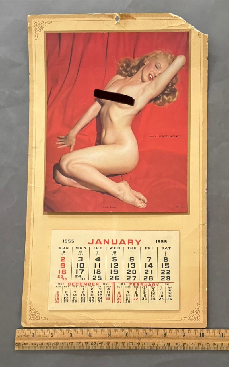 1955 MARILYN MONROE GOLDEN DREAMS PINUP CALENDAR COMPLETE VINTAGE