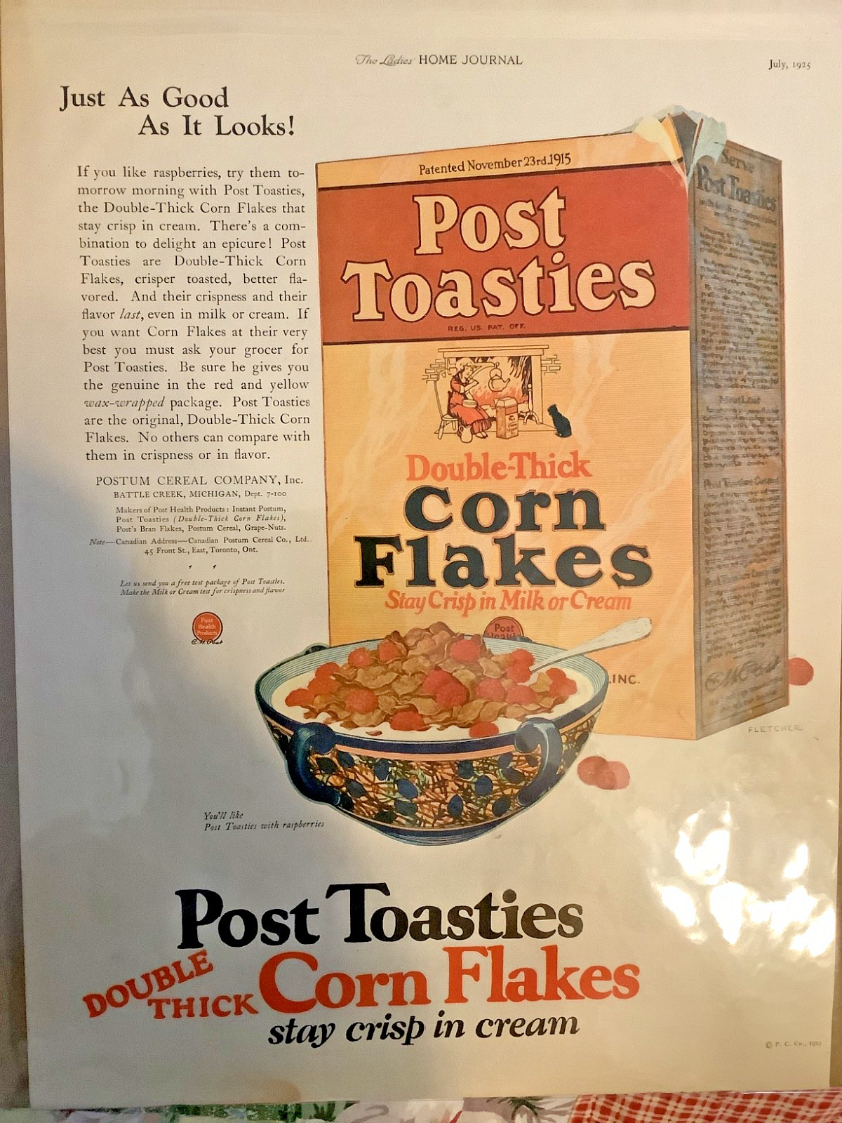 1925 ORIGINAL VINTAGE POSTUM  CEREAL MAGAZINE PRINT AD