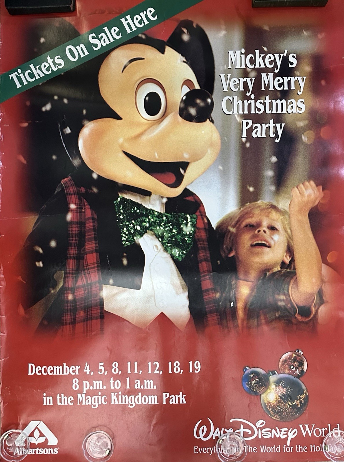 1997 Disney Mickey Very Merry Christmas Party Albertsons PROMO Store Display