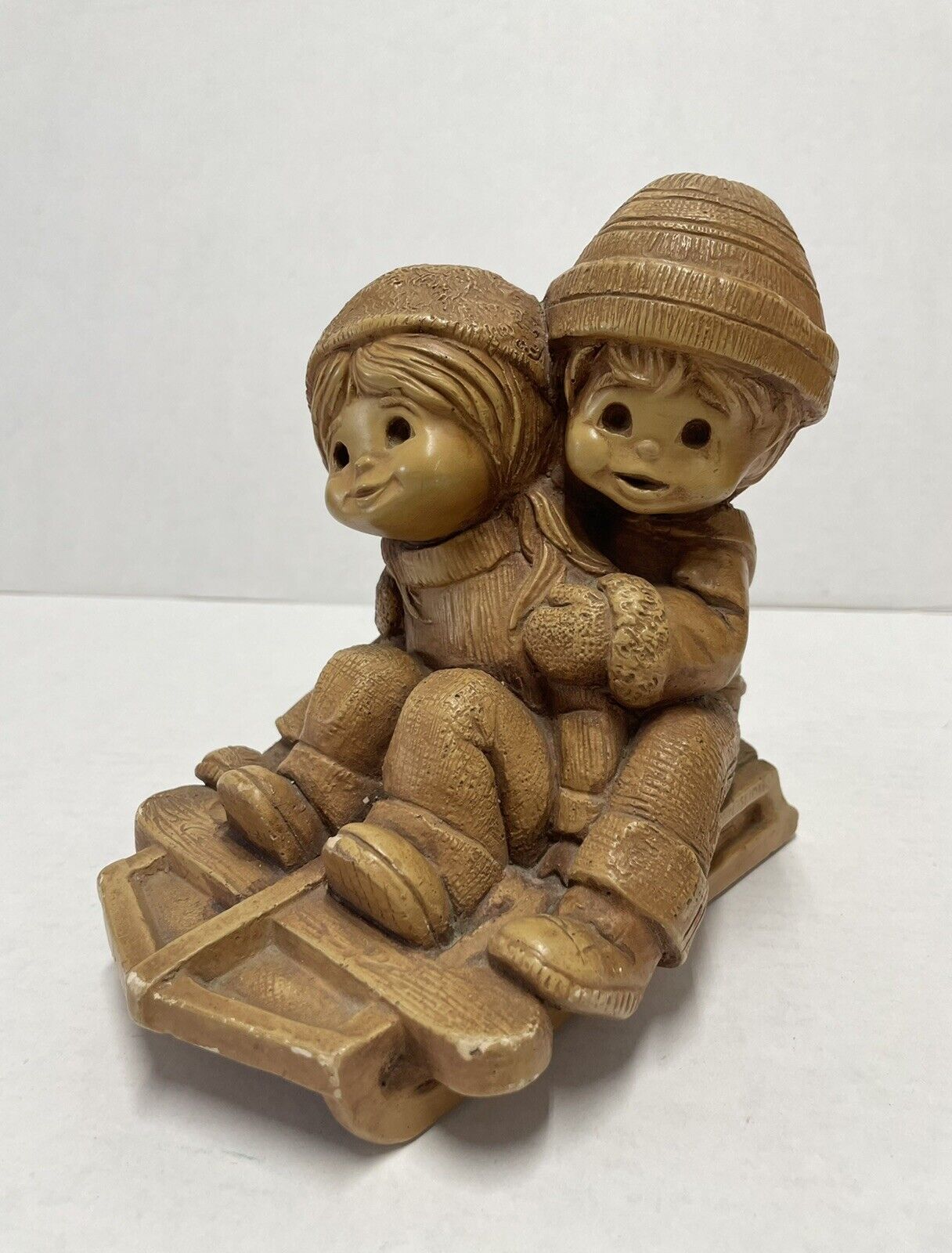 Fannykins Figurine Boy & Girl Sled Riding Slippin' N' Slidin’ Winter Decor CHIP