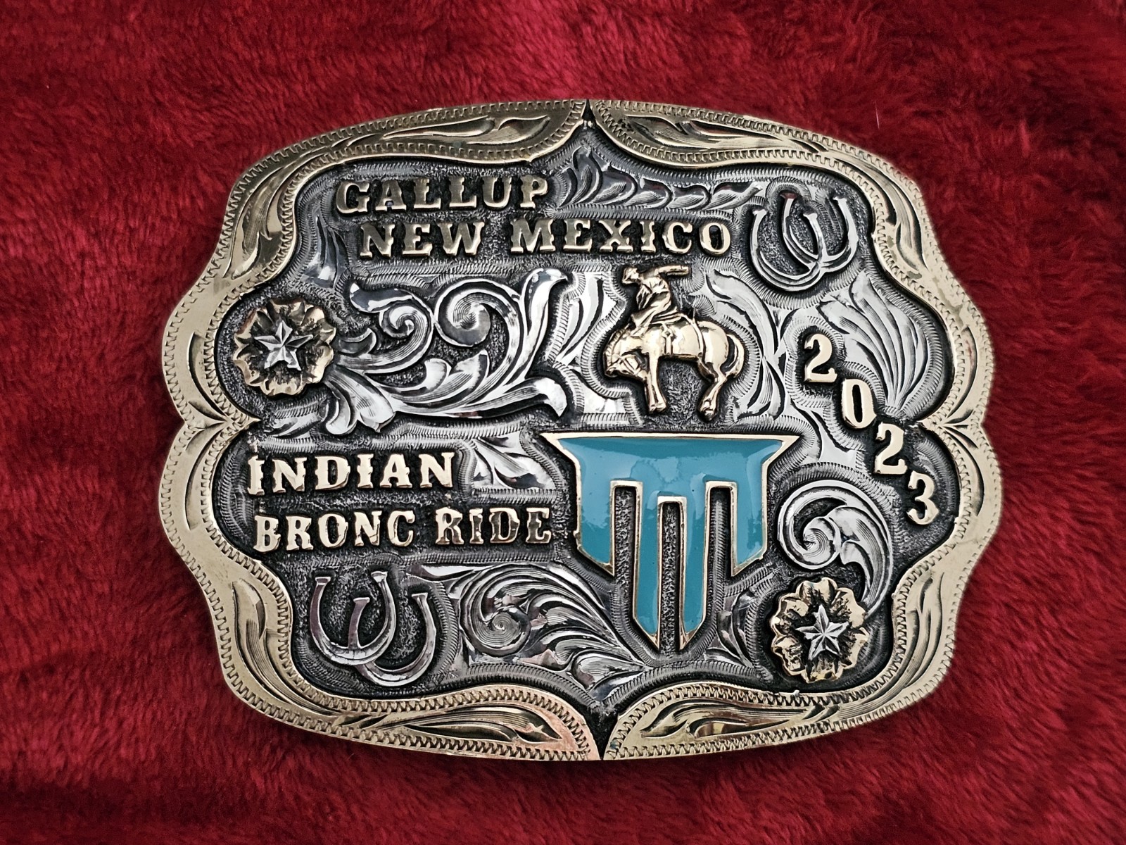 Indian Bronc Riding RODEO☆Gallup NM☆2023☆X~Treme☆CHAMPION TROPHY BUCKLE☆Rare☆T67