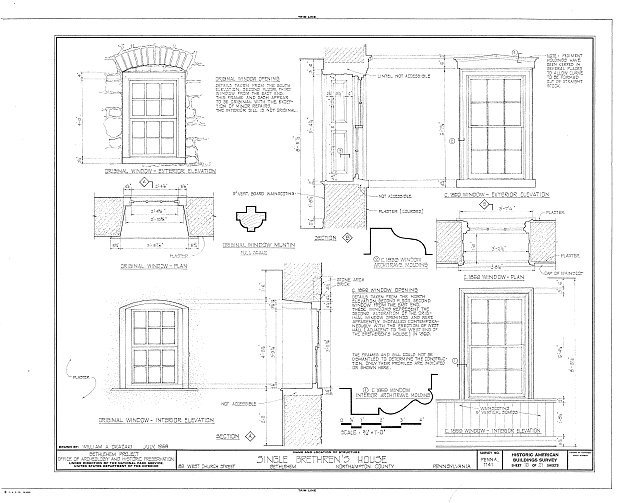 Northampton PA Single Brethren's House Window Details 1940s Historic Survey