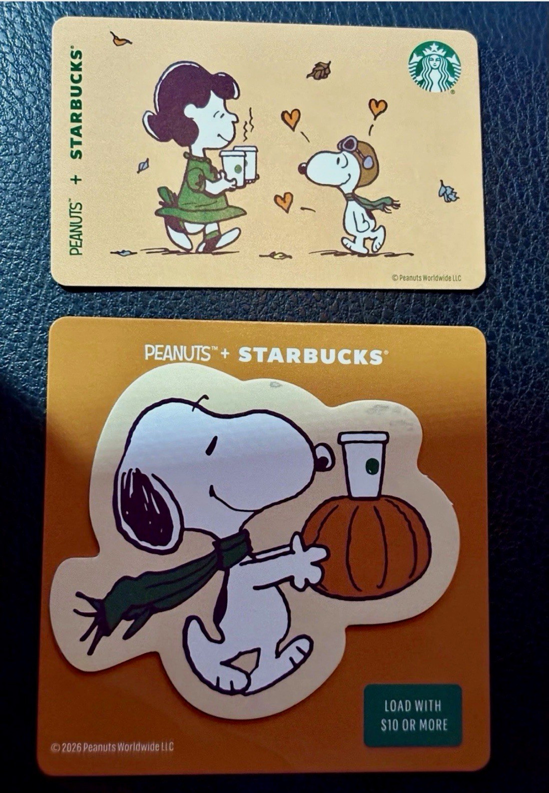Starbucks USA NEW Snoopy Peanuts Card set of 2  2026 Gift Card
